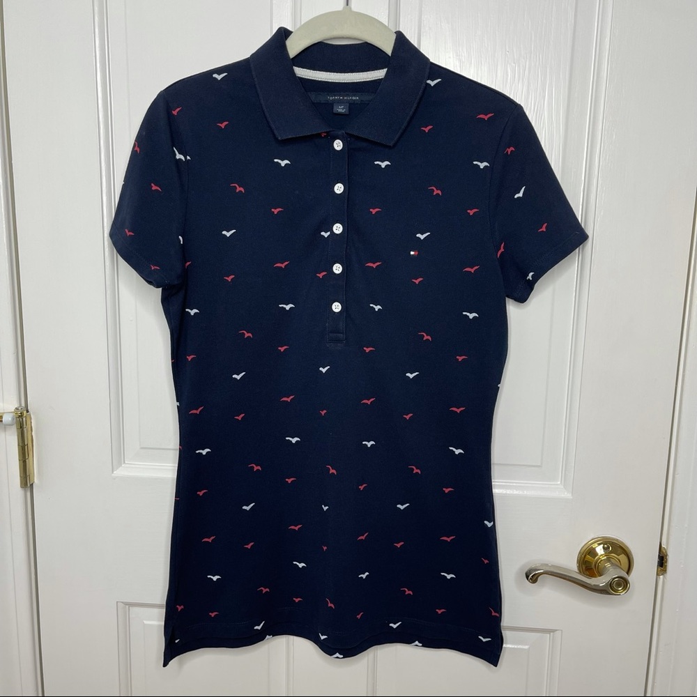 Tommy Hilfiger Navy Blue Bird Print Polo Shirt